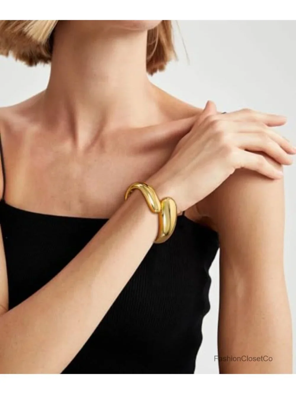 Chunky Gold Plated Bangle Bracelet Set Hinged Cuff Hip Hop